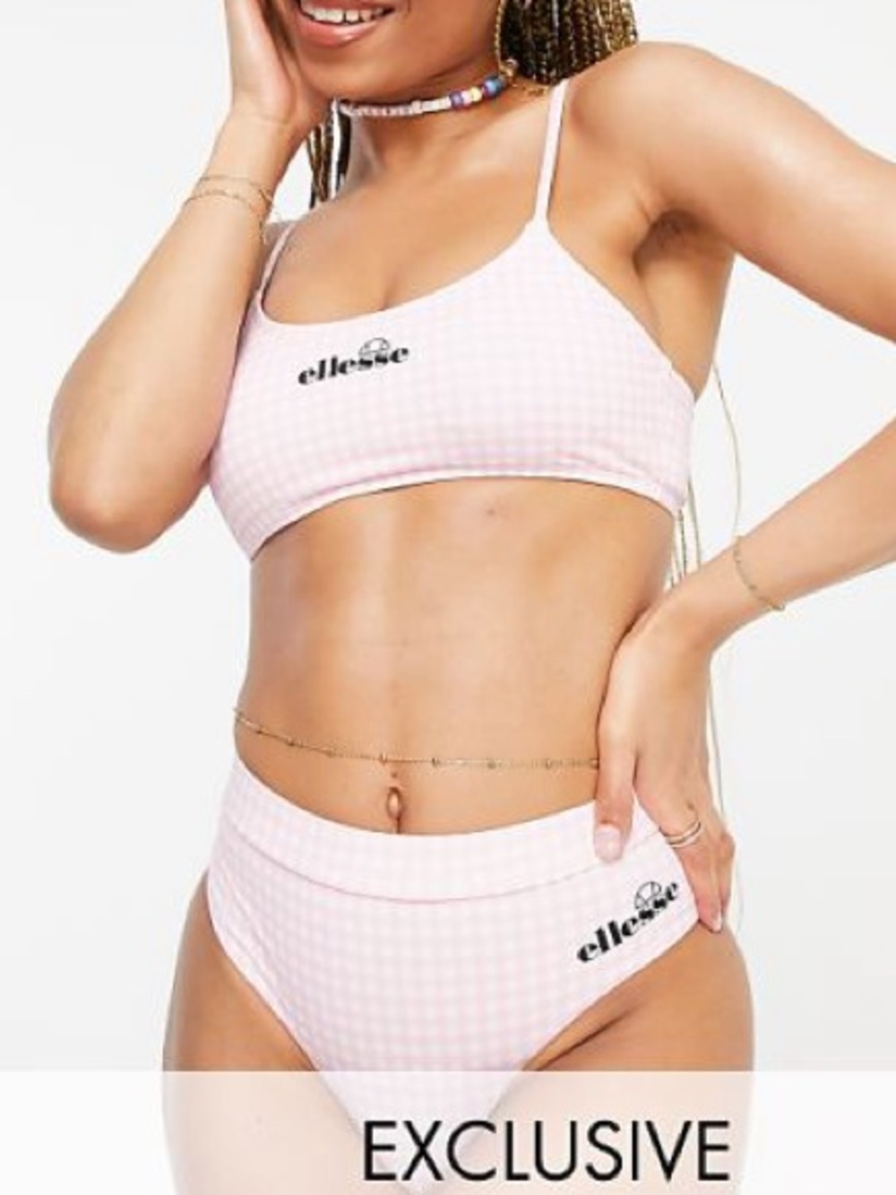 ellesse Pink Gingham Bikini Set Swimsuit